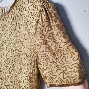 Lawrence Kazar Vintage Beaded Dress Petite Large